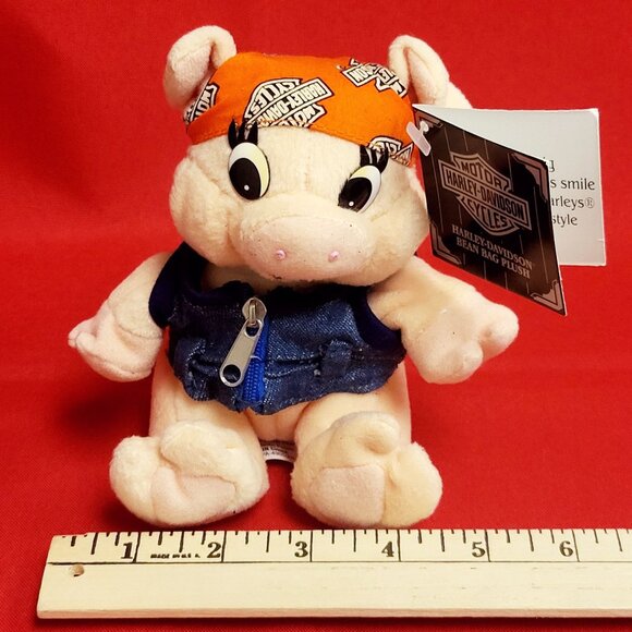 Vintage Harley Davidson Punky Hog Pig Bean Bag Plush Figure Doll 1997 - Picture 8 of 11